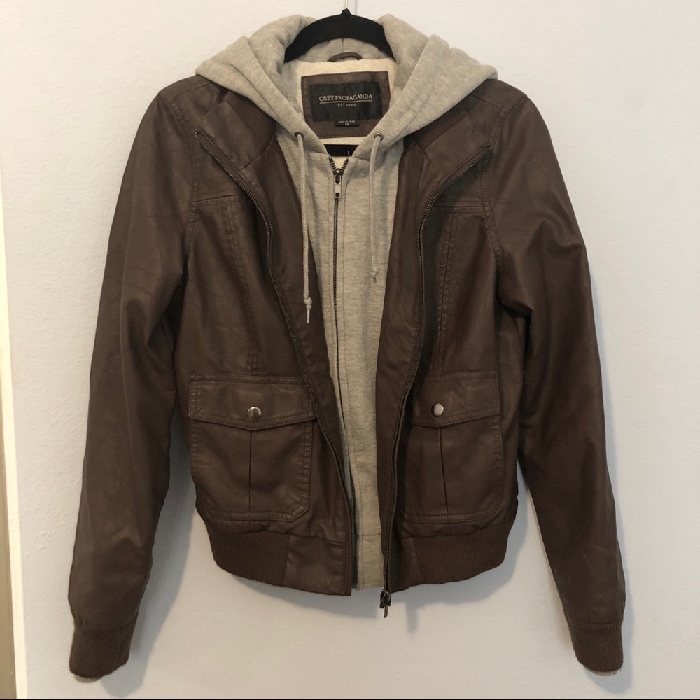 Obey two-layer faux leather jacket